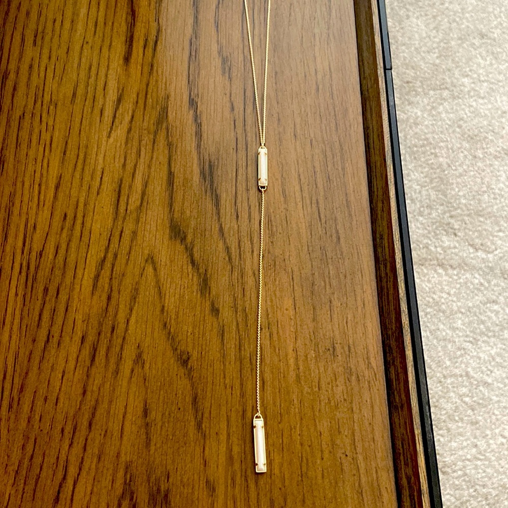 Kendra Scott Y necklace white stones gold color bar
